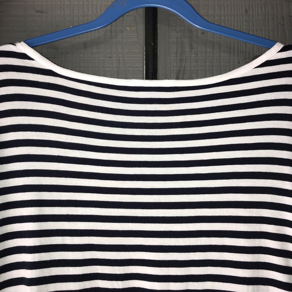 Crown & Ivy top, B&W stripes with blue lace arms - Picture 7 of 11